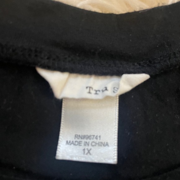 Tru Self Color Block Front Knot Top Black White Brown Women's Plus Size 1x - Picture 3 of 5